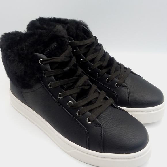 Koolaburra by UGG Sundell Fuzz Chukka Women's 10 Black High Top Sneakers Lace Up - Picture 5 of 9